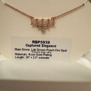 Bomb Party Necklace - RBP5939 - "Captured Elegance" Peach Fire Opal on Rose Gold